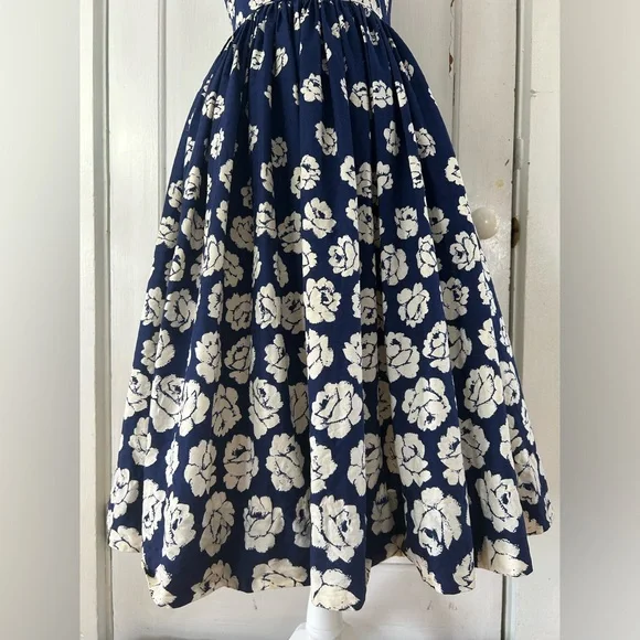 1950’s Monterey Models Navy Dress with White Roses and Button Back size XS VGUC - Picture 6 of 12